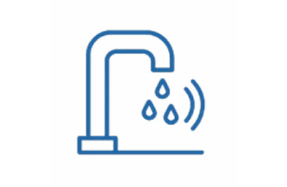 Icon representing a touchless sensor faucet for hands-free use.